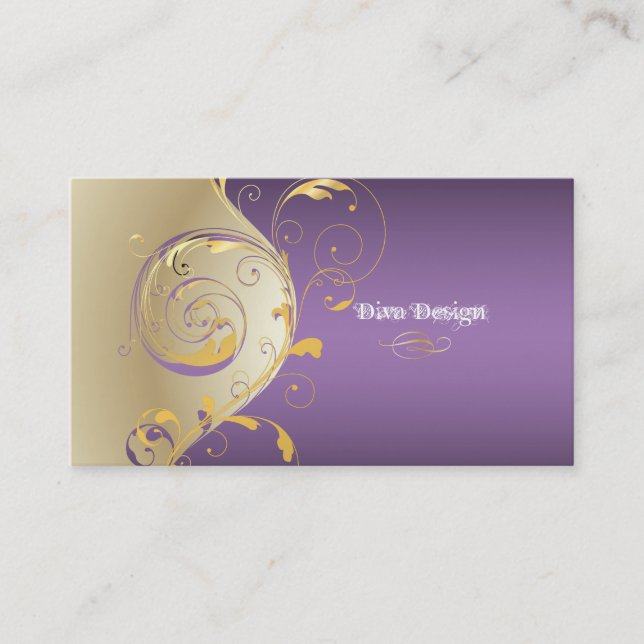 Carte De Visite PixDezines Filigree+volutes/or+d'or+violet/DIY (Devant)