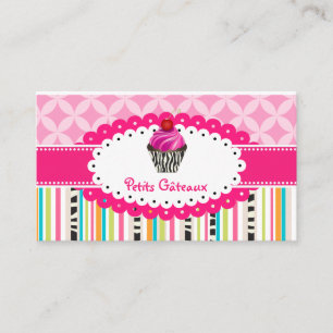 Carte De Visite PixDezines fraises tourbillons cupcake+stripes