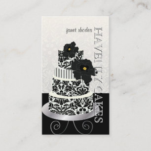Carte De Visite PixDezines Gâteau noir+blanc damassé/pâtisserie