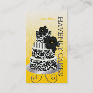 Carte De Visite PixDezines gâteau noir+blanc damassé/pâtisserie