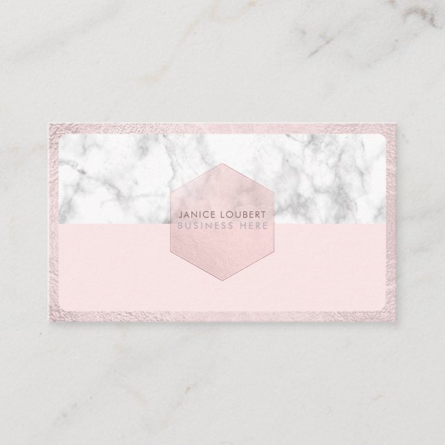 Carte De Visite PixDezines Glam rose | Blush+Marbre (Devant)