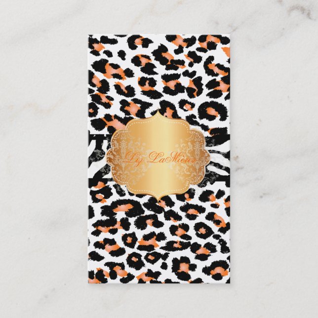 Carte De Visite PixDezines guépard orange+zèbre (Devant)
