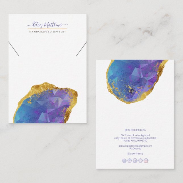 Carte De Visite PixDezines H2 Quartz Crystal Ombre bleu violet (Devant / Derrière)