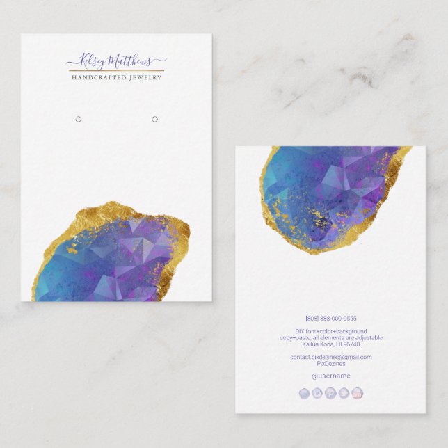 Carte De Visite PixDezines H2 Quartz Crystal Ombre bleu violet (Devant / Derrière)