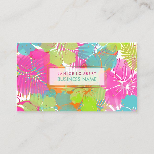 Carte De Visite PixDezines hibiscus/forêt tropicale/do-it-yourself (Devant)