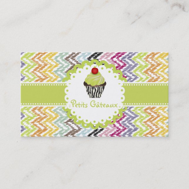 Carte De Visite PixDezines keylime cupcake+ikat chevron (Devant)