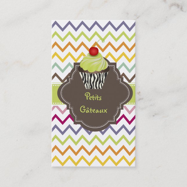 Carte De Visite PixDezines keylime tourne cupcake+chevron (Devant)