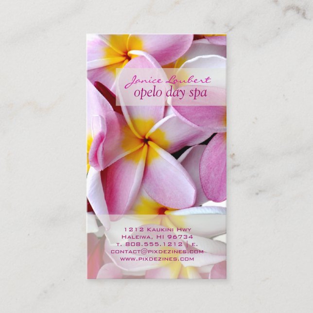 Carte De Visite PixDezines KONA PINK PLUMERIAS (Devant)