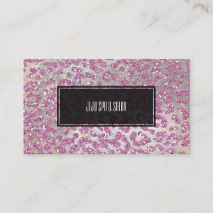 Carte De Visite PixDezines léopard/rose/faux gliter+argent