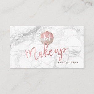 CARTE DE VISITE PIXDEZINES MAKE-UP ARTISTE MARBLE FAUX ROSE OR