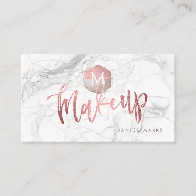 CARTE DE VISITE PIXDEZINES MAQUILLAGE MARBRE ARTISTE | OR ROSE FAU (Devant)