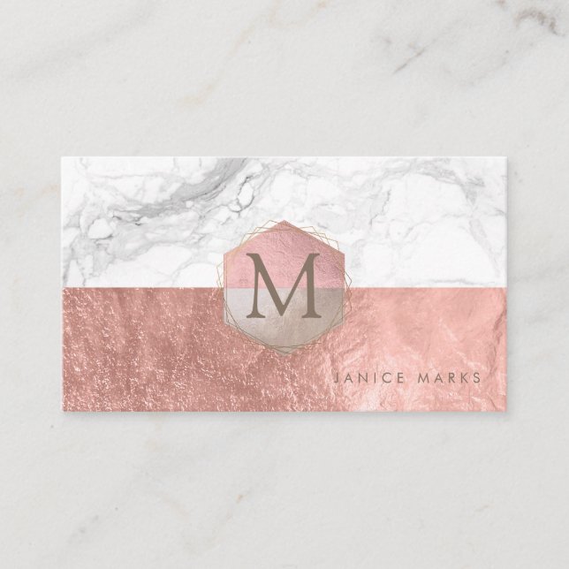 CARTE DE VISITE PIXDEZINES MARBRE FAUX ROSE OR+HONEYCOMB (Devant)