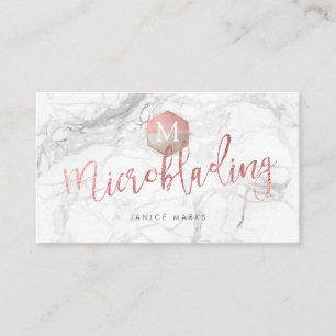 CARTE DE VISITE PIXDEZINES MICROBLADING MARBRE FAUX OR ROSE