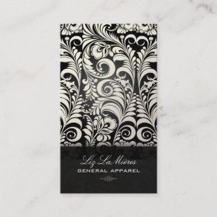 Carte De Visite PixDezines noir+blanc Bellissimo Vintage Damask