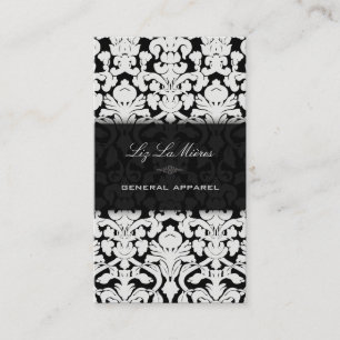 Carte De Visite PixDezines noir+blanc Flora Vintage Damask