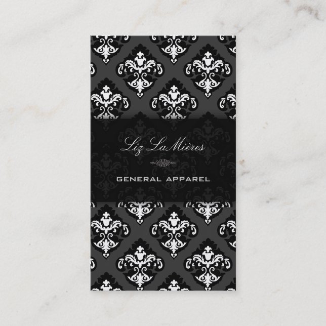 Carte De Visite PixDezines noir+blanc Olivia Damask (Devant)
