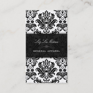 Carte De Visite PixDezines noir+blanc Pique Vintage Damask
