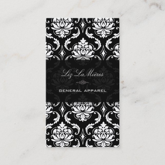 Carte De Visite PixDezines noir+blanc Vendôme Vintage Damas (Devant)