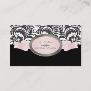 Carte De Visite PixDezines noir, rose, blanc Bellissimo Damask