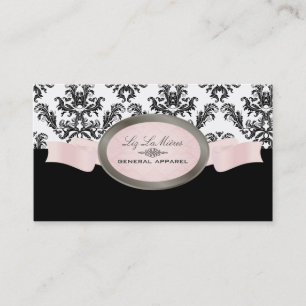 Carte De Visite PixDezines noir, rose, blanc Céleste Damask