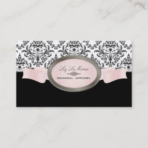 Carte De Visite PixDezines noir, rose, blanc Céline Damask