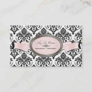 Carte De Visite PixDezines noir, rose, blanc Jolie Damask