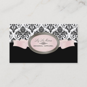 Carte De Visite PixDezines noir, rose, blanc Jolie Damask