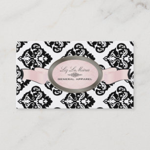 Carte De Visite PixDezines noir, rose, blanc Oliva Damask