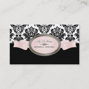 Carte De Visite PixDezines Noir, Rose, Blanc Piqué Damask