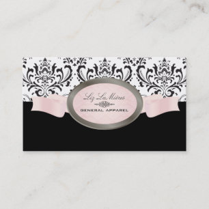 Carte De Visite PixDezines noir, rose, blanc Rossi Damask