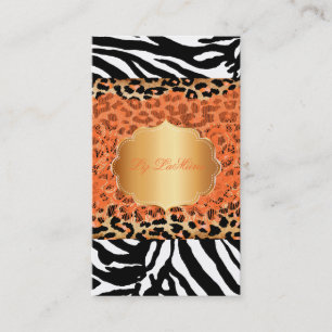 Carte De Visite PixDezines orange vintage dentelle+guépard+zèbre