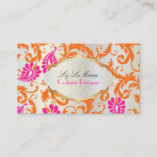 Carte De Visite PixDezines pavo damask/tangerine tago+passion rose