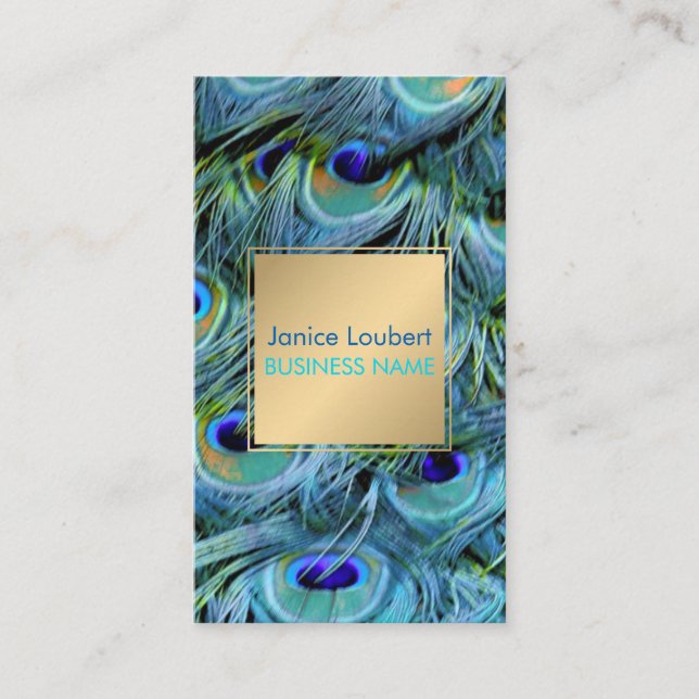 Carte De Visite PixDezines Peacock Feather/Cobalt/Aqua (Devant)