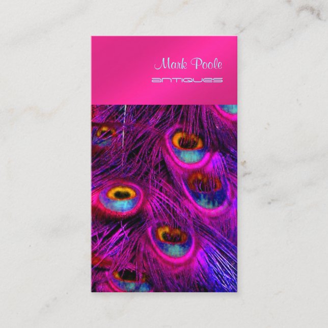 Carte De Visite PixDezines Peacock Feather/Psychedelic Fuschia (Devant)