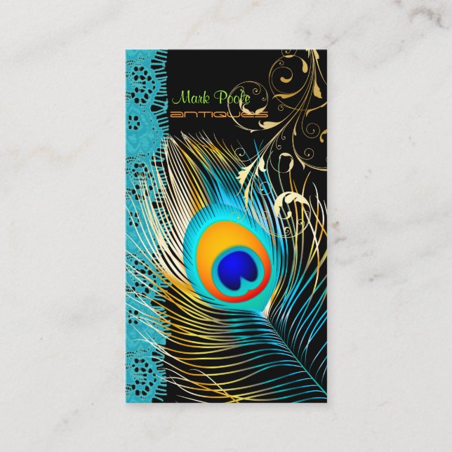 Carte De Visite PixDezines Peacock+filigree+dentelle/do-it-yoursel (Devant)