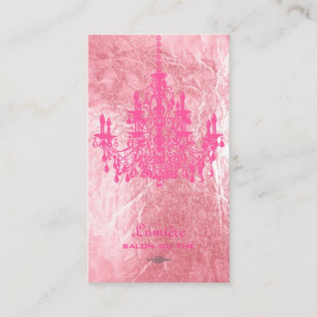 Carte De Visite PixDezines Pink+White Chandelier/fausse feuille (Devant)