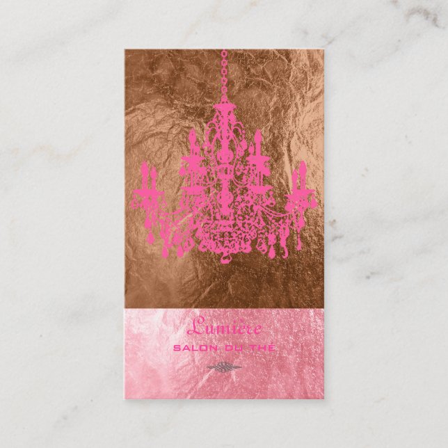 Carte De Visite PixDezines Pink+White Chandelier/fausse feuille (Devant)