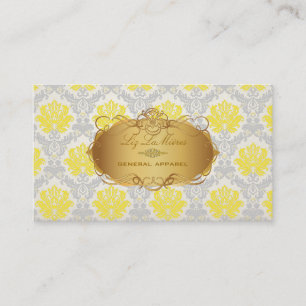 Carte De Visite PixDezines piqué vintage damask/jaune+gris