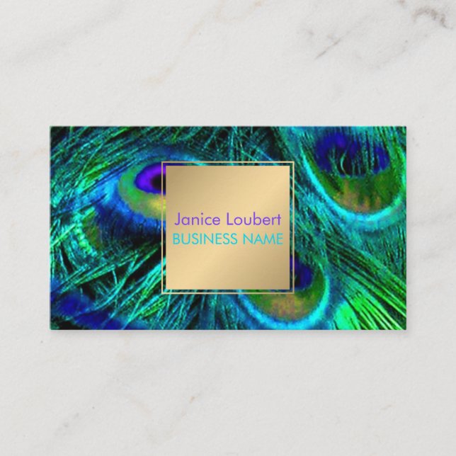 Carte De Visite PixDezines Plume de paon/Cobalt/Aqua (Devant)