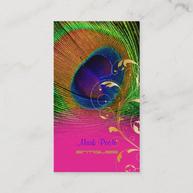 Carte De Visite PixDezines Plume de paon+tourbillons de filigree (Devant)