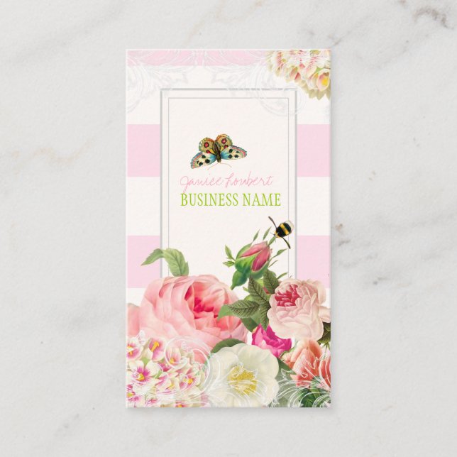 Carte De Visite PixDezines primrose vintage, pivoines (Devant)