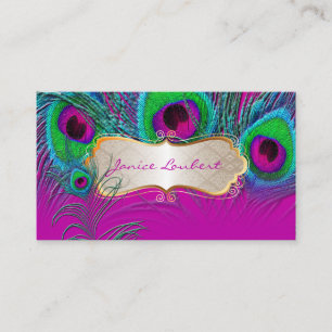 Carte De Visite PixDezines PSYCHEDELIC PEACOCK+GOLD TRIMS ÉTIQUETT