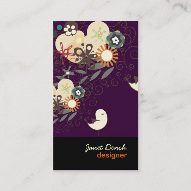 Carte De Visite PixDezines Retro Chicks+Spirales (Devant)