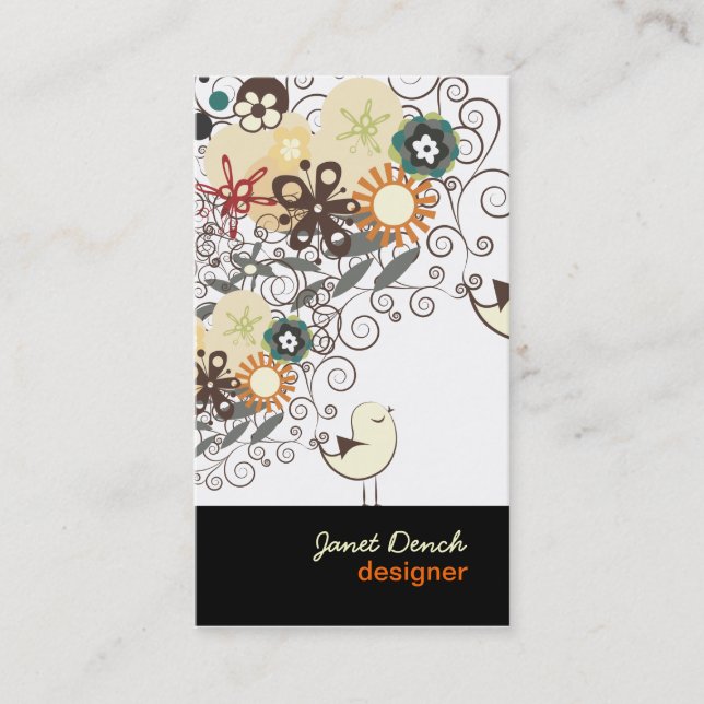 Carte De Visite PixDezines Retro Chicks+Spirales (Devant)