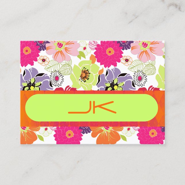 Carte De Visite PixDezines Retro Floral ~ Joyeuse (Devant)