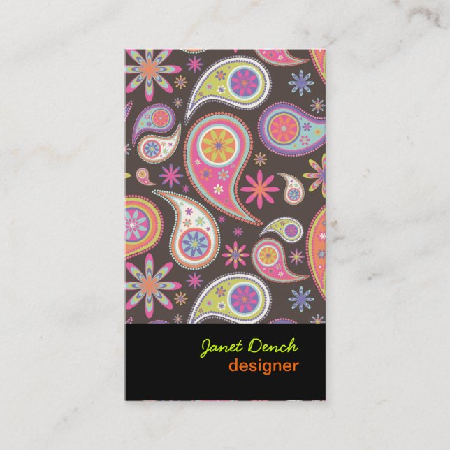 Carte De Visite PixDezines Retro Paisley en pastel (Devant)