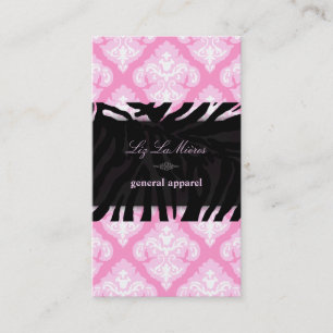 Carte De Visite PixDezines rose+blanc Olivia Damask/do-it-yourself
