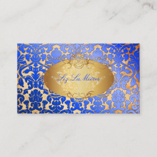 Carte De Visite PixDezines royal bleu flora damas/faux parchemin