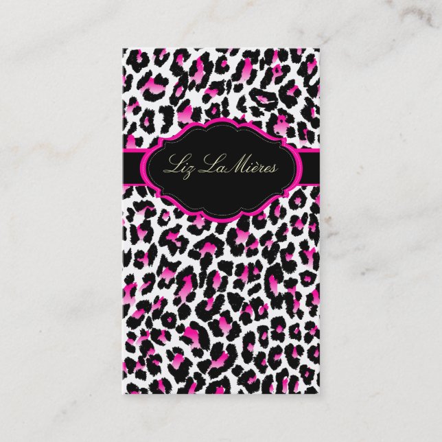 Carte De Visite PixDezines Sassy papier cheetah/rose chaud+noir (Devant)