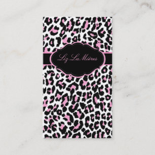 Carte De Visite PixDezines Sassy, papier guépard/rose+noir